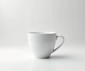 Empty white ceramic cup mockup isolated against a pure, white realistic background. AI generative image