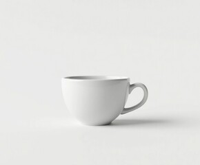 Empty white ceramic cup mockup isolated against a pure, white realistic background. AI generative image