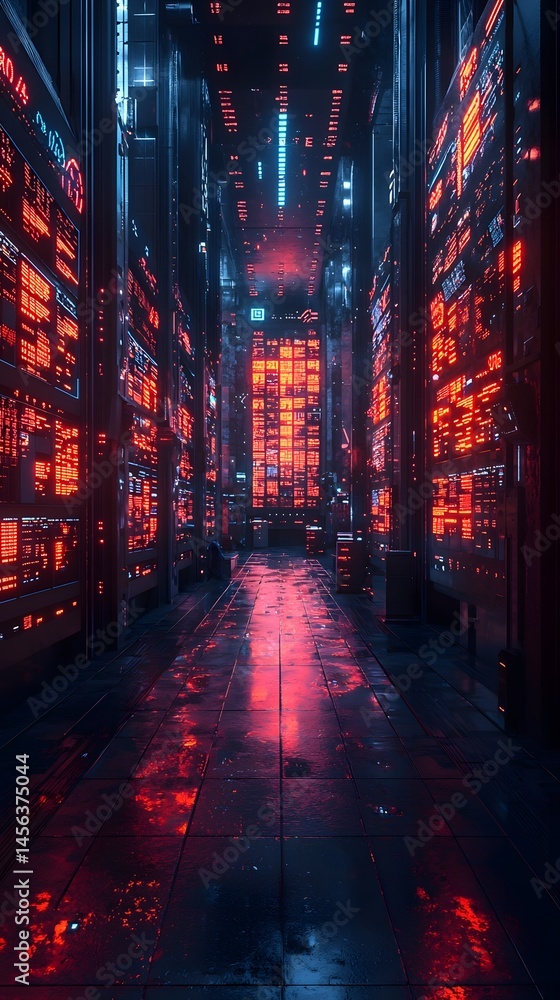 Poster futuristic trading floor with holographic data displays and ai powered analytics