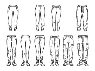 Stretch Pants line art icon featuring minimalist sandals art