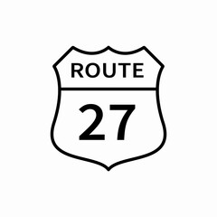 Highway route twenty seven icon vector sign