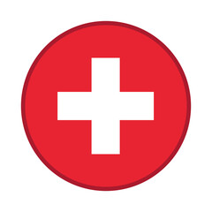 Red cross medical icon on white background. Medical sign isolated.