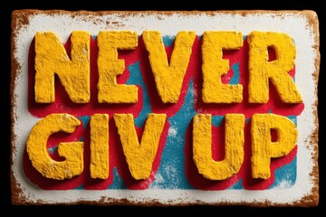 Motivational message displayed on a vibrant background in a creative and artistic setting showcasing resilience and positivity