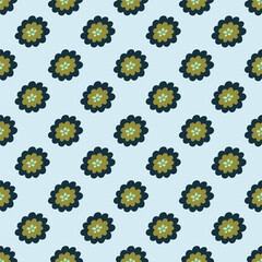 seamless pattern with flowers on a blue background