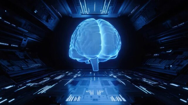 Digital representation of a brain with circuit board background. - Powered by Adobe