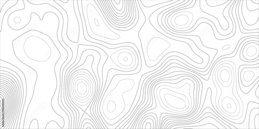 Aufkleber Ocean topographic line map with curvy wave isolines vector illustration. Abstract topographic contours map background, Vector contour topographic map. Cartography texture abstract banner use.	