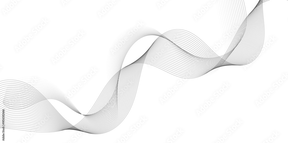 Leinwandbilder Abstract grey, white smooth element swoosh speed wave modern stream background. Wave with lines created using blend tool. Abstract frequency sound wave lines and twisted curve lines background.	