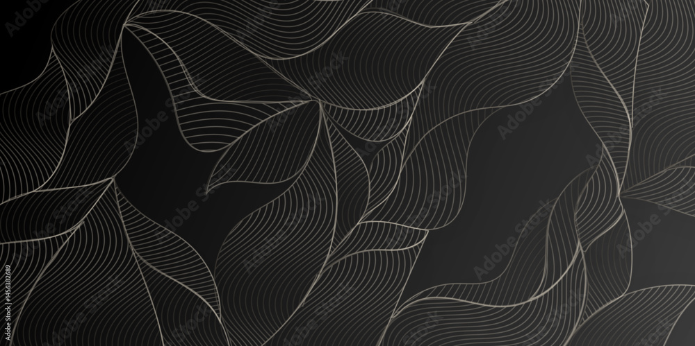 Poster abstract vector gold floral waves background. elegant abstract background featuring glimmering golde