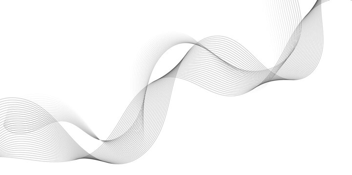 Abstract grey, white smooth element swoosh speed wave modern stream background. Wave with lines created using blend tool. Abstract frequency sound wave lines and twisted curve lines background.	