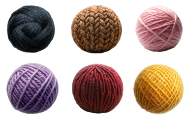  Collection set of  colorful wool balls  isolated on transparent white background, clipping path ,png

