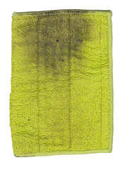 Dirty Yellow Microfiber Cleaning Cloth Used Household Rag with Stains and Wear Marks