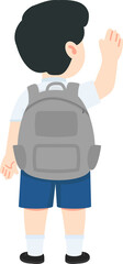 Child Waving Goodbye with Backpack cartoon
