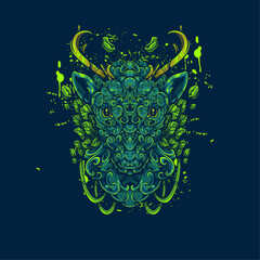 green deer with leaf artwork illustration