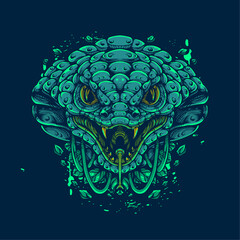 green snake cobra artwork illustration