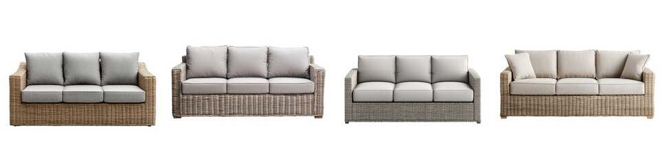 Obraz premium Outdoor rattan and wicker sofas for patio or garden furniture design