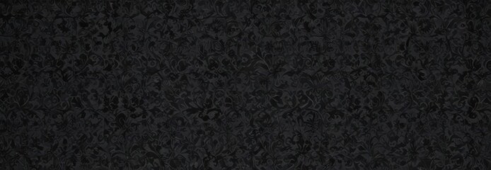 Fototapeta premium Intricate black gothic damask, shadowy floral motifs, baroque, textile
