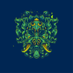 green ganesha elepant artwork illustration
