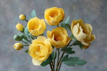 Yellow Crepe Paper Flower Bouquet