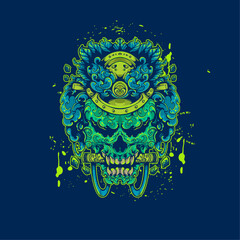 green skull ronin artwork illustration