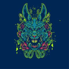creepy rabbit with floral decoration artwork illustration