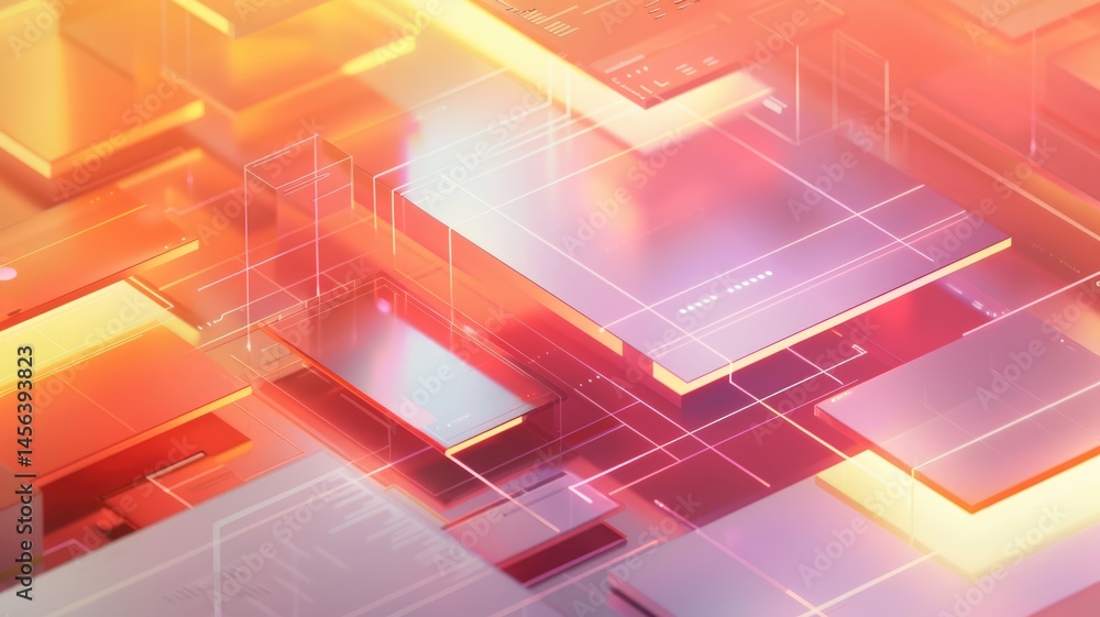 Poster abstract digital interface with orange and white elements. digital artwork of macro photograph of mo