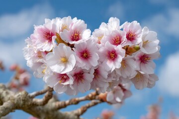 Cherry Blossom Bloom on Branch with Sky