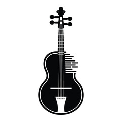 Fototapeta premium Nyckelharpa keyed fiddle Silhouette, Vector, Illustration, Icon, Logo, White Background.