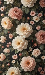 Elegant vintage floral wallpaper with faux blooms  , floral wallpaper design, vintage background, faux flowers