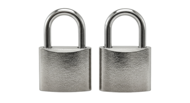 Twin Steel Padlocks on Black Backdrop