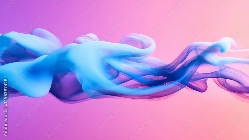 Poster abstract colorful waves of blue and pink flowing in soft patterns