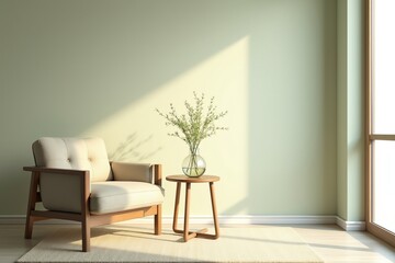 Sunny room with chair and vase