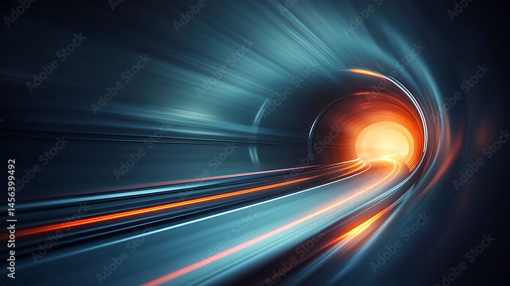 Poster dynamic motion through a tunnel abstract environment digital art perspective futuristic concept