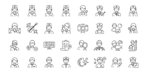 Professions People Character Profession Avatar Icons Vector Set Collection	