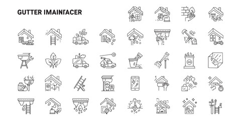Gutter Maintainer Icons and Illustrations for Cleaning Services	