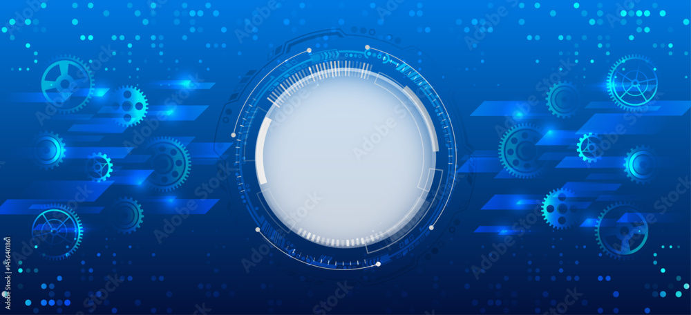 Aufkleber abstract technology background with gears and mechanical elements on a blue gradient background. thi