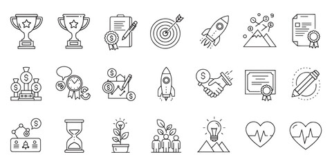 Fototapeta premium Business and leadership icons represent key aspects of company 
