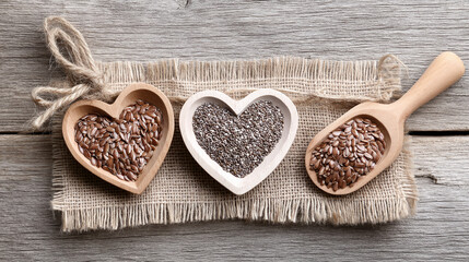 wooden spoon with flax seeds