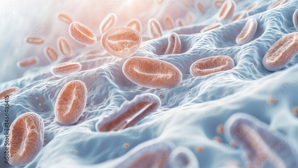 Aufkleber a microscopic view of red blood cells within a biological environment, showcasing the intricacies of