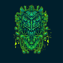 green floral owl artwork illustration