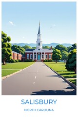 Obraz premium Salisbury North carolina United states Travel Poster Illustration Print Decor Gift Canvas Wall Art Gift