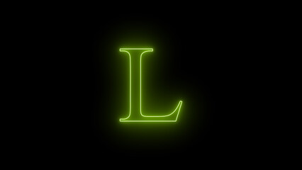 "Neon Alphabet Letter L Illustration &ndash; Glowing Electric Typography Design for Logo Creation, Branding, Digital Art, Signage, and Modern Graphic Projects"
