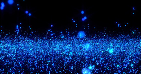 Background for traveling through particules shining field. Flying light speed journey. Backdrop for a magical or calm theme
