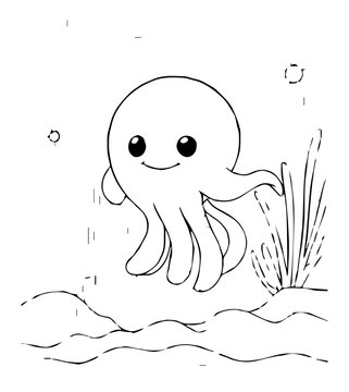 cute cartoon octopus swimming underwater clip art preview