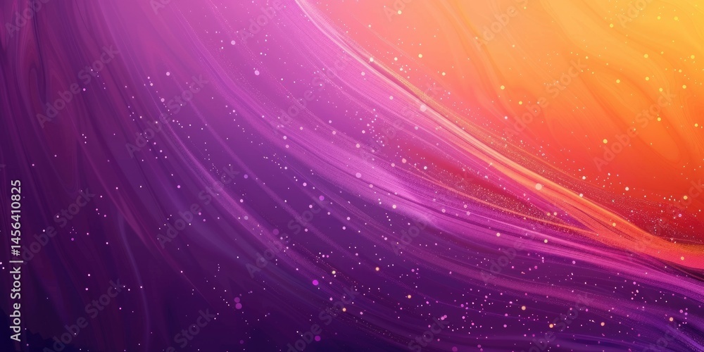 Poster abstract space background with orange, pink and purple gradient and white speckle. digital artwork f