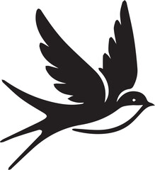 Obraz premium Swallow Silhouette Vector Set – Elegant Flying Bird Clipart for Tattoos, Nature Art, and Decorative Designs