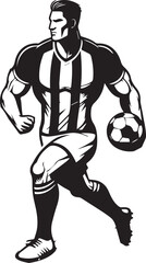 Black and White Vector Illustrations of Football Players