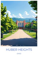 Fototapeta premium Huber heights Ohio United states Travel Poster Illustration Print Decor Gift Canvas Wall Art Gift