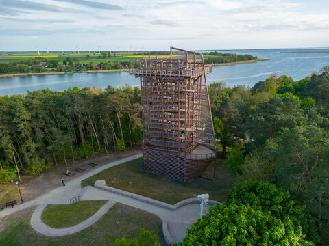 Ship-shaped observation tower on the Wolin island - Wolin city