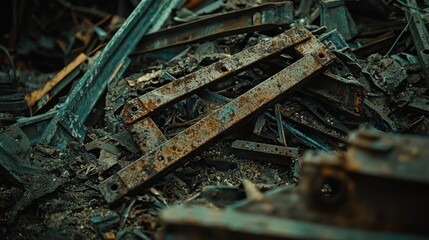 Rusty metal scrap pile, gritty, and rough textures