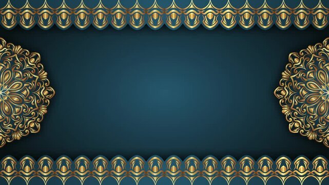 luxury background animation with gold border and mandala